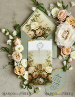 WEDDING INVITATIONS modern calligraphy / fine art Sage Green Fine Art Wedding Invitations – Deckled Edge Invitations with Silk Ribbon, Wax Seal & RSVP Options19