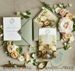 WEDDING INVITATIONS modern calligraphy / fine art Sage Green Fine Art Wedding Invitations – Deckled Edge Invitations with Silk Ribbon, Wax Seal & RSVP Options19