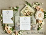 WEDDING INVITATIONS modern calligraphy / fine art Sage Green Fine Art Wedding Invitations – Deckled Edge Invitations with Silk Ribbon, Wax Seal & RSVP Options19
