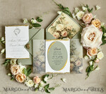 WEDDING INVITATIONS modern calligraphy / fine art Sage Green Fine Art Wedding Invitations – Deckled Edge Invitations with Silk Ribbon, Wax Seal & RSVP Options19