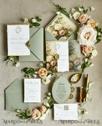 WEDDING INVITATIONS modern calligraphy / fine art Sage Green Fine Art Wedding Invitations – Deckled Edge Invitations with Silk Ribbon, Wax Seal & RSVP Options57