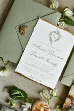 WEDDING INVITATIONS modern calligraphy / fine art Sage Green Fine Art Wedding Invitations – Deckled Edge Invitations with Silk Ribbon, Wax Seal & RSVP Options57