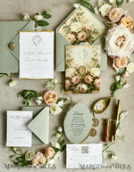 WEDDING INVITATIONS modern calligraphy / fine art Sage Green Fine Art Wedding Invitations – Deckled Edge Invitations with Silk Ribbon, Wax Seal & RSVP Options57