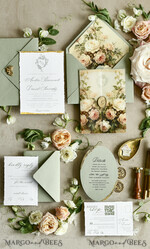 WEDDING INVITATIONS modern calligraphy / fine art Sage Green Fine Art Wedding Invitations – Deckled Edge Invitations with Silk Ribbon, Wax Seal & RSVP Options57