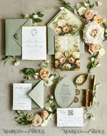 WEDDING INVITATIONS modern calligraphy / fine art Sage Green Fine Art Wedding Invitations – Deckled Edge Invitations with Silk Ribbon, Wax Seal & RSVP Options57