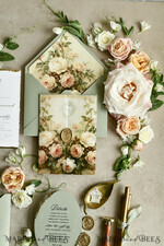 WEDDING INVITATIONS modern calligraphy / fine art Sage Green Fine Art Wedding Invitations – Deckled Edge Invitations with Silk Ribbon, Wax Seal & RSVP Options57