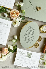 WEDDING INVITATIONS modern calligraphy / fine art Sage Green Fine Art Wedding Invitations – Deckled Edge Invitations with Silk Ribbon, Wax Seal & RSVP Options57