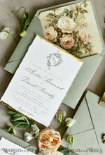 WEDDING INVITATIONS modern calligraphy / fine art Sage Green Fine Art Wedding Invitations – Deckled Edge Invitations with Silk Ribbon, Wax Seal & RSVP Options57