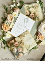 WEDDING INVITATIONS modern calligraphy / fine art Sage Green Fine Art Wedding Invitations – Deckled Edge Invitations with Silk Ribbon, Wax Seal & RSVP Options19