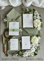 WEDDING INVITATIONS modern calligraphy / fine art Sage Green Fine Art Wedding Invitations – Deckled Edge Invitations with Silk Ribbon, Wax Seal & RSVP Options27