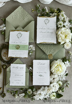 WEDDING INVITATIONS modern calligraphy / fine art Sage Green Fine Art Wedding Invitations – Deckled Edge Invitations with Silk Ribbon, Wax Seal & RSVP Options27