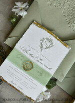 WEDDING INVITATIONS modern calligraphy / fine art Sage Green Fine Art Wedding Invitations – Deckled Edge Invitations with Silk Ribbon, Wax Seal & RSVP Options27