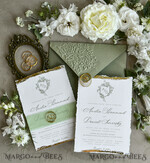 WEDDING INVITATIONS modern calligraphy / fine art Sage Green Fine Art Wedding Invitations – Deckled Edge Invitations with Silk Ribbon, Wax Seal & RSVP Options27