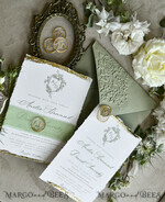 WEDDING INVITATIONS modern calligraphy / fine art Sage Green Fine Art Wedding Invitations – Deckled Edge Invitations with Silk Ribbon, Wax Seal & RSVP Options27