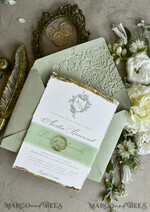 WEDDING INVITATIONS modern calligraphy / fine art Sage Green Fine Art Wedding Invitations – Deckled Edge Invitations with Silk Ribbon, Wax Seal & RSVP Options27