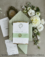 WEDDING INVITATIONS modern calligraphy / fine art Sage Green Fine Art Wedding Invitations – Deckled Edge Invitations with Silk Ribbon, Wax Seal & RSVP Options27