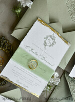 WEDDING INVITATIONS modern calligraphy / fine art Sage Green Fine Art Wedding Invitations – Deckled Edge Invitations with Silk Ribbon, Wax Seal & RSVP Options27