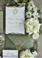 WEDDING INVITATIONS modern calligraphy / fine art Sage Green Fine Art Wedding Invitations – Deckled Edge Invitations with Silk Ribbon, Wax Seal & RSVP Options27