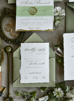 WEDDING INVITATIONS modern calligraphy / fine art Sage Green Fine Art Wedding Invitations – Deckled Edge Invitations with Silk Ribbon, Wax Seal & RSVP Options27