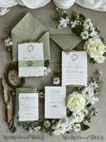 WEDDING INVITATIONS modern calligraphy / fine art Sage Green Fine Art Wedding Invitations – Deckled Edge Invitations with Silk Ribbon, Wax Seal & RSVP Options27