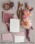 WEDDING INVITATIONS modern calligraphy / fine art Fine Art Ivory Gold Wedding Invitation, Real heather Floral Wedding Invitation, French Provence Invitation suite, Wreath Monogram wedding invitation suite, Deckled Edge Invites, Torn Edge Wedding Invitations golden, Fine Art Wedding Invitation Suite, Deckled Edge Paper19