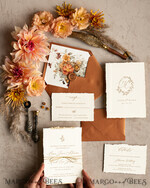 WEDDING INVITATIONS modern calligraphy / fine art Fine Art Fall Terracotta Gold Wedding Invitation, Burnt orange Floral Wedding Invitation, Rust Invitation suite, Wreath Monogram wedding invitation suite, Deckled Edge Invites, Torn Edge Wedding Invitations golden, Fine Art Wedding Invitation Suite, Deckled13