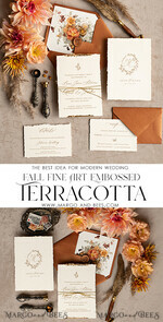 WEDDING INVITATIONS modern calligraphy / fine art Fine Art Fall Terracotta Gold Wedding Invitation, Burnt orange Floral Wedding Invitation, Rust Invitation suite, Wreath Monogram wedding invitation suite, Deckled Edge Invites, Torn Edge Wedding Invitations golden, Fine Art Wedding Invitation Suite, Deckled13