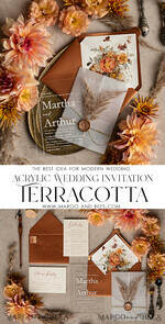 WEDDING INVITATIONS modern calligraphy / fine art Fall Terracotta Acrylic Wedding Invitation set, Real Pampas Grass Floral Wedding Invitations, Copper French Provence Invitation suite, Rust Pampas Grass Boho wedding invitation suite, Modern Fine Art Burnt Orange Wedding Invitation Suite22