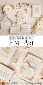 WEDDING INVITATIONS modern calligraphy / fine art Fine Art Ivory Gold Wedding Invitation, Archi Wedding Invitation, Vintage Invitation suite, Custom Wedding Venue invitation suite, Deckled Edge Invites5