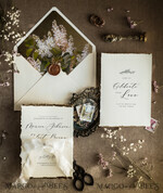 WEDDING INVITATIONS modern calligraphy / fine art Ivory Gold Wedding Invitation, Floral Wedding Invitation, Tuscany Italian Invitation suite, Wreath Monogram wedding invitation suite, Deckled Edge Invites, Torn Edge Wedding Invitations golden, Fine Art Wedding Invitation Suite, Deckled Edge Paper7