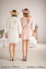 BRIDESMAID/BEST MAN BOX WEDDING ROBE  Gift for Maid of Honor; Will you be my bridesmaid gift. wedding soft robe velvet, Blush romantic wedding robe9