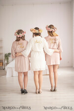 BRIDESMAID/BEST MAN BOX WEDDING ROBE  Gift for Maid of Honor; Will you be my bridesmaid gift. wedding soft robe velvet, Blush romantic wedding robe9