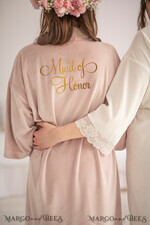BRIDESMAID/BEST MAN BOX WEDDING ROBE  Gift for Maid of Honor; Will you be my bridesmaid gift. wedding soft robe velvet, Blush romantic wedding robe9