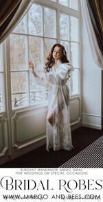 Bride robe White boudoir robe Long silk robe Bridal lace robe Dres