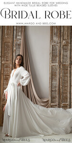 Long silk robe with train clearance