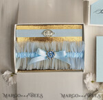BRIDE bolero, robes, garter GARTER FOR BRIDE Set of Two gartes, personalised wedding garter in box, something blue tulle garter & personalised toss set, garter for bride,2