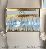 BRIDE bolero, robes, garter GARTER FOR BRIDE Set of Two gartes, personalised wedding garter in box, something blue tulle garter & personalised toss set, garter for bride,4