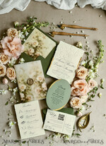 WEDDING INVITATIONS embossed invites  Wedding Invitation, Golden deboss Roses Floral Wedding Invitation, 46