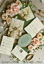 WEDDING INVITATIONS embossed invites  Wedding Invitation, Golden deboss Roses Floral Wedding Invitation, 46