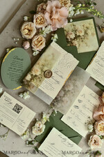 WEDDING INVITATIONS embossed invites  Wedding Invitation, Golden deboss Roses Floral Wedding Invitation, 46