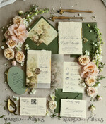 WEDDING INVITATIONS embossed invites  Wedding Invitation, Golden deboss Roses Floral Wedding Invitation, 46