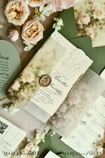 WEDDING INVITATIONS embossed invites  Wedding Invitation, Golden deboss Roses Floral Wedding Invitation, 46