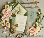 WEDDING INVITATIONS embossed invites  Wedding Invitation, Golden deboss Roses Floral Wedding Invitation, 46