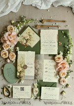 WEDDING INVITATIONS embossed invites  Wedding Invitation, Golden deboss Roses Floral Wedding Invitation, 46
