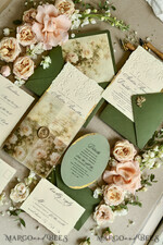 WEDDING INVITATIONS embossed invites  Wedding Invitation, Golden deboss Roses Floral Wedding Invitation, 46