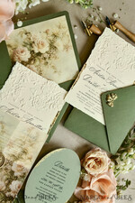WEDDING INVITATIONS embossed invites  Wedding Invitation, Golden deboss Roses Floral Wedding Invitation, 46