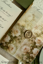 WEDDING INVITATIONS embossed invites  Wedding Invitation, Golden deboss Roses Floral Wedding Invitation, 46