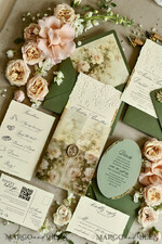 WEDDING INVITATIONS embossed invites  Wedding Invitation, Golden deboss Roses Floral Wedding Invitation, 46