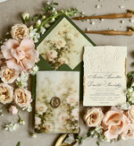 WEDDING INVITATIONS embossed invites  Wedding Invitation, Golden deboss Roses Floral Wedding Invitation, 46