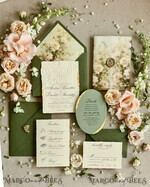 WEDDING INVITATIONS embossed invites  Wedding Invitation, Golden deboss Roses Floral Wedding Invitation, 46